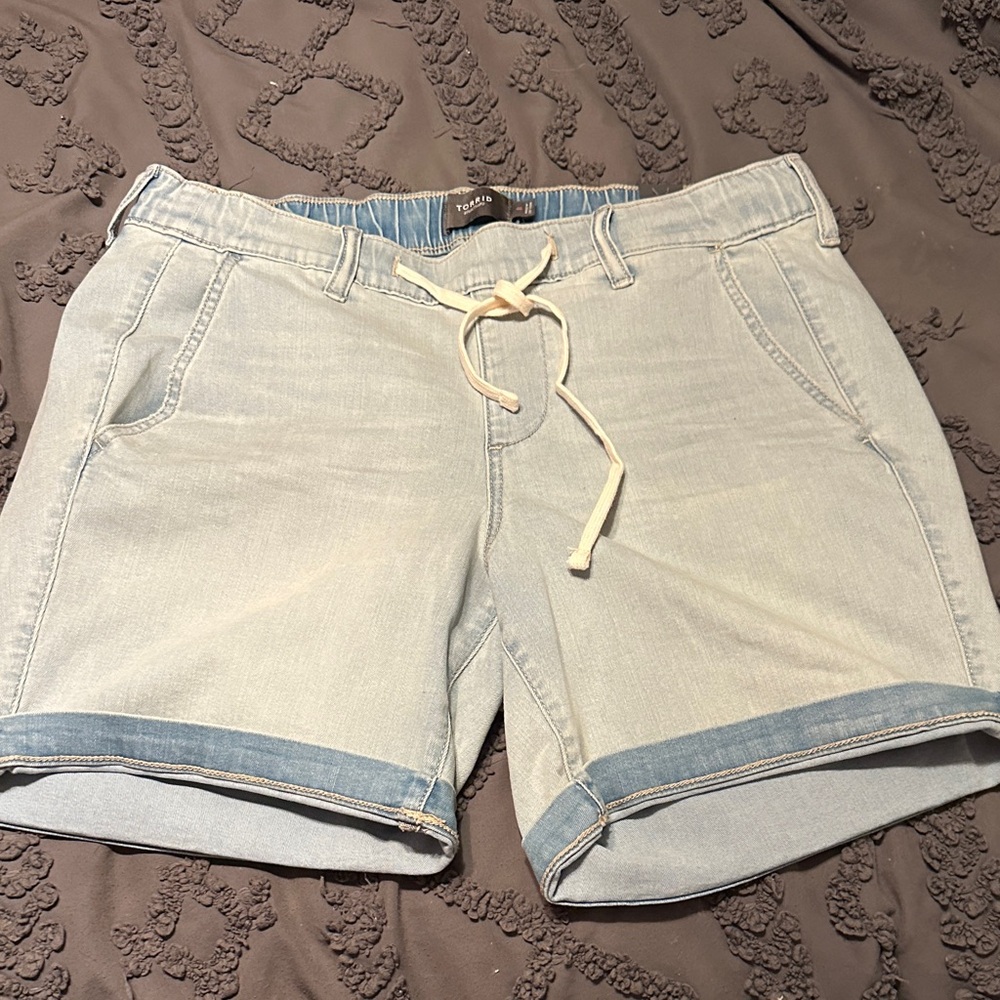Torrid Light Blue Denim Drawstring Shorts